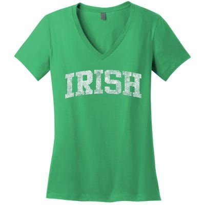 Irish Shamrock Green Plaid Vintage Women's V-Neck T-Shirt