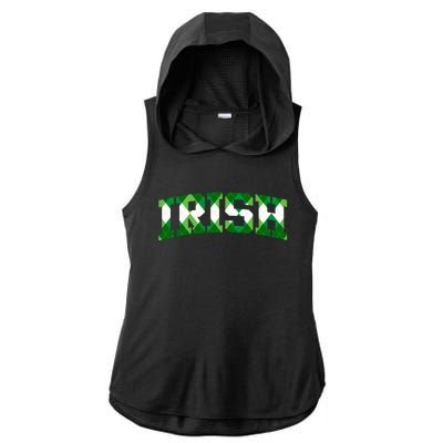 Irish Shamrock Green Plaid Vintage Ladies PosiCharge Tri-Blend Wicking Draft Hoodie Tank