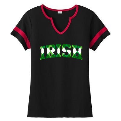 Irish Shamrock Green Plaid Vintage Ladies Halftime Notch Neck Tee