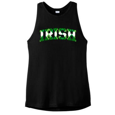 Irish Shamrock Green Plaid Vintage Ladies PosiCharge Tri-Blend Wicking Tank