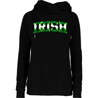 Irish Shamrock Green Plaid Vintage Womens Funnel Neck Pullover Hood