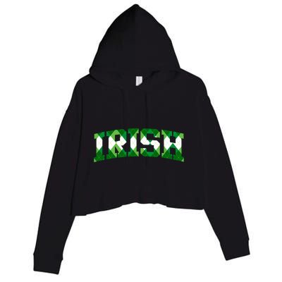 Irish Shamrock Green Plaid Vintage Crop Fleece Hoodie