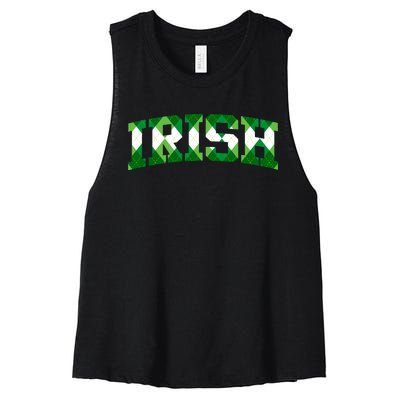 Irish Shamrock Green Plaid Vintage Women's Racerback Cropped Tank