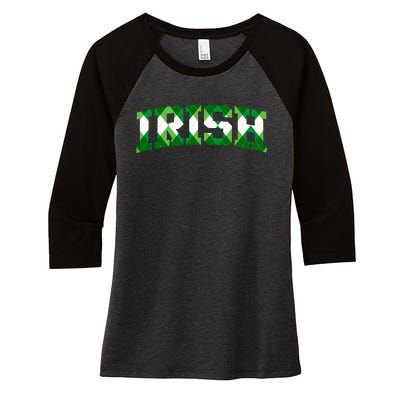 Irish Shamrock Green Plaid Vintage Women's Tri-Blend 3/4-Sleeve Raglan Shirt