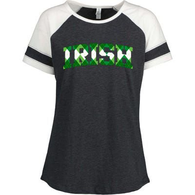 Irish Shamrock Green Plaid Vintage Enza Ladies Jersey Colorblock Tee