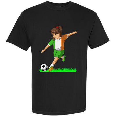 Irish Soccer Girl Ireland Flag Jersey Football Fans Garment-Dyed Heavyweight T-Shirt