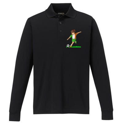 Irish Soccer Girl Ireland Flag Jersey Football Fans Performance Long Sleeve Polo