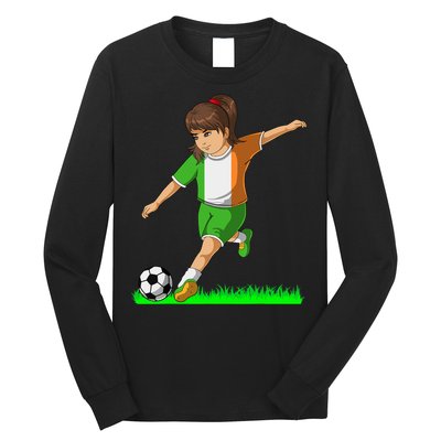 Irish Soccer Girl Ireland Flag Jersey Football Fans Long Sleeve Shirt