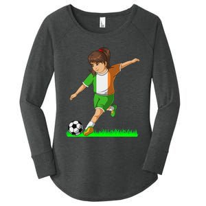 Irish Soccer Girl Ireland Flag Jersey Football Fans Women's Perfect Tri Tunic Long Sleeve Shirt