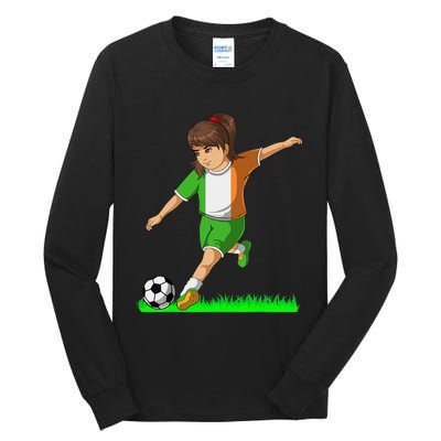 Irish Soccer Girl Ireland Flag Jersey Football Fans Tall Long Sleeve T-Shirt