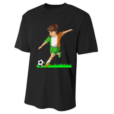 Irish Soccer Girl Ireland Flag Jersey Football Fans Performance Sprint T-Shirt