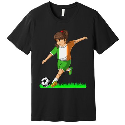 Irish Soccer Girl Ireland Flag Jersey Football Fans Premium T-Shirt