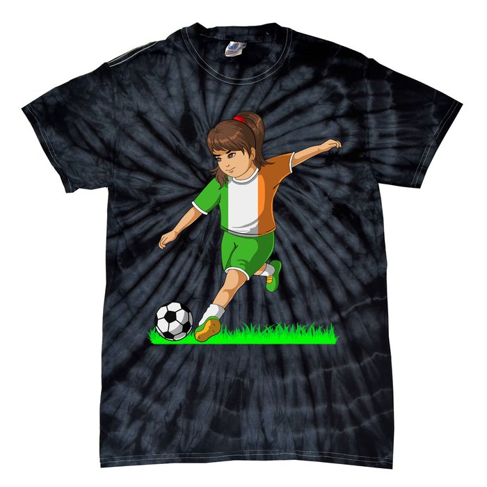 Irish Soccer Girl Ireland Flag Jersey Football Fans Tie-Dye T-Shirt