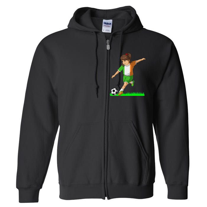 Irish Soccer Girl Ireland Flag Jersey Football Fans Full Zip Hoodie