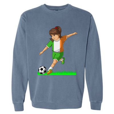 Irish Soccer Girl Ireland Flag Jersey Football Fans Garment-Dyed Sweatshirt