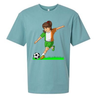 Irish Soccer Girl Ireland Flag Jersey Football Fans Sueded Cloud Jersey T-Shirt