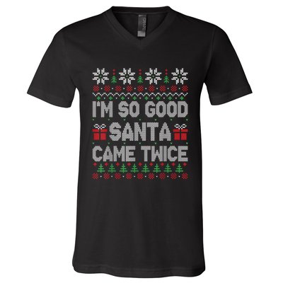 IM So Good Santa Came Twice Santa Matching Couple Christmas V-Neck T-Shirt