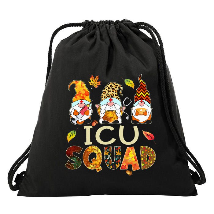 ICU Squad Gnome Nurse Leopard Thanksgiving  Drawstring Bag