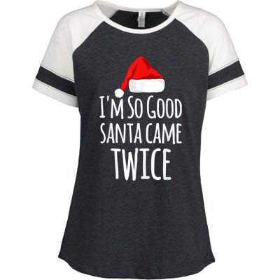 I'm So Good Santa Came Twice Funny Christmas Enza Ladies Jersey Colorblock Tee