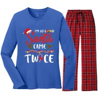 IM So Good Santa Came Twice Christmas Gift Women's Long Sleeve Flannel Pajama Set 