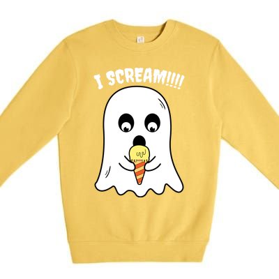 I Scream Ghost Eating Ice Cream Costume Easy Halloween Funny Gift Premium Crewneck Sweatshirt