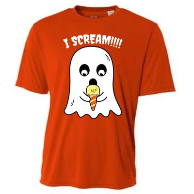 I Scream Ghost Eating Ice Cream Costume Easy Halloween Funny Gift Cooling Performance Crew T-Shirt