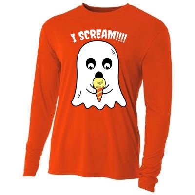 I Scream Ghost Eating Ice Cream Costume Easy Halloween Funny Gift Cooling Performance Long Sleeve Crew