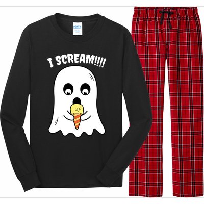 I Scream Ghost Eating Ice Cream Costume Easy Halloween Funny Gift Long Sleeve Pajama Set