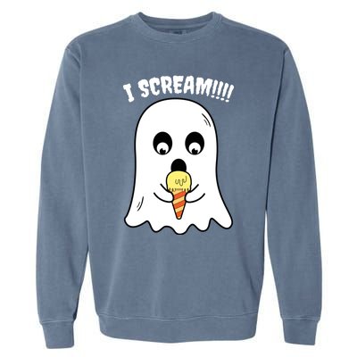 I Scream Ghost Eating Ice Cream Costume Easy Halloween Funny Gift Garment-Dyed Sweatshirt