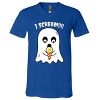 I Scream Ghost Eating Ice Cream Costume Easy Halloween Funny Gift V-Neck T-Shirt