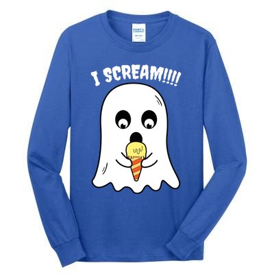 I Scream Ghost Eating Ice Cream Costume Easy Halloween Funny Gift Tall Long Sleeve T-Shirt