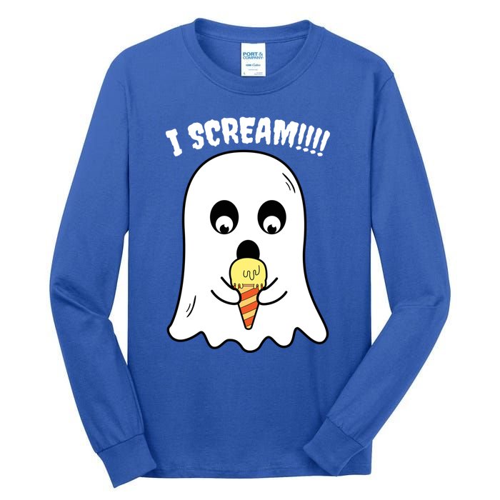 I Scream Ghost Eating Ice Cream Costume Easy Halloween Funny Gift Tall Long Sleeve T-Shirt