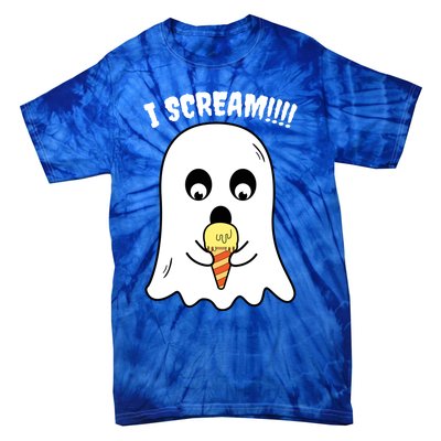 I Scream Ghost Eating Ice Cream Costume Easy Halloween Funny Gift Tie-Dye T-Shirt