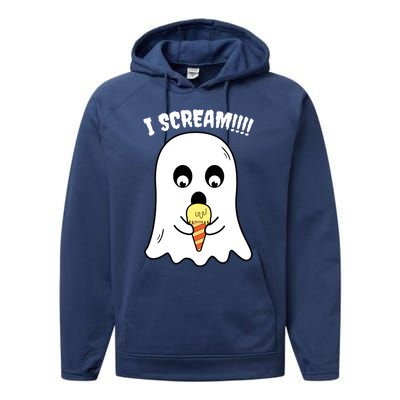 I Scream Ghost Eating Ice Cream Costume Easy Halloween Funny Gift Performance Fleece Hoodie