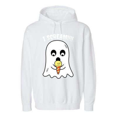 I Scream Ghost Eating Ice Cream Costume Easy Halloween Funny Gift Garment-Dyed Fleece Hoodie