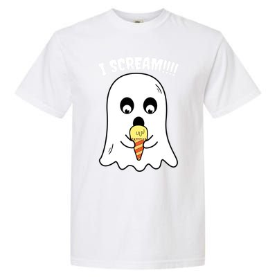 I Scream Ghost Eating Ice Cream Costume Easy Halloween Funny Gift Garment-Dyed Heavyweight T-Shirt