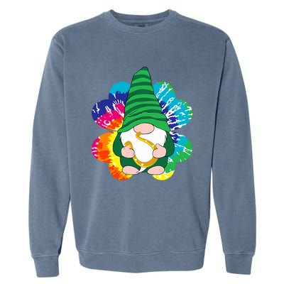 Irish Shamrock Gnome Tie Dye Hippie St. Patricks Day Garment-Dyed Sweatshirt