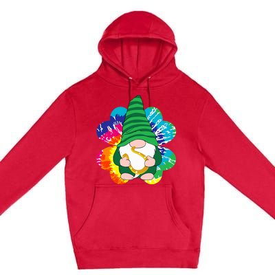 Irish Shamrock Gnome Tie Dye Hippie St. Patricks Day Premium Pullover Hoodie