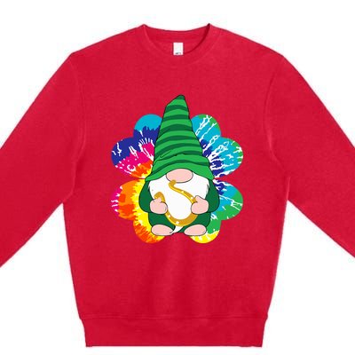 Irish Shamrock Gnome Tie Dye Hippie St. Patricks Day Premium Crewneck Sweatshirt