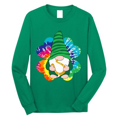 Irish Shamrock Gnome Tie Dye Hippie St. Patricks Day Long Sleeve Shirt