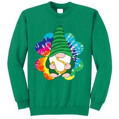 Irish Shamrock Gnome Tie Dye Hippie St. Patricks Day Sweatshirt