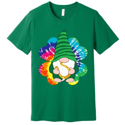 Irish Shamrock Gnome Tie Dye Hippie St. Patricks Day Premium T-Shirt