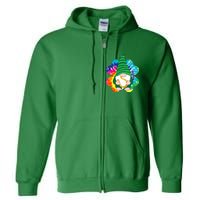 Irish Shamrock Gnome Tie Dye Hippie St. Patricks Day Full Zip Hoodie