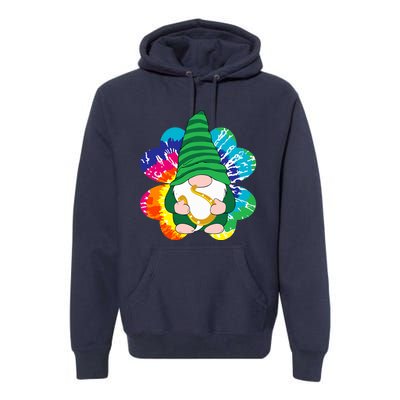 Irish Shamrock Gnome Tie Dye Hippie St. Patricks Day Premium Hoodie