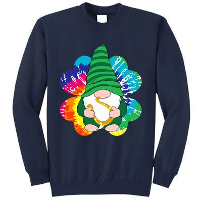 Irish Shamrock Gnome Tie Dye Hippie St. Patricks Day Tall Sweatshirt