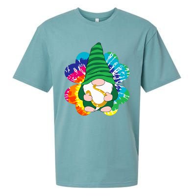 Irish Shamrock Gnome Tie Dye Hippie St. Patricks Day Sueded Cloud Jersey T-Shirt