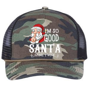 I'm So Good Santa Came Twice Christmas Pajama Funny Gifts Retro Rope Trucker Hat Cap