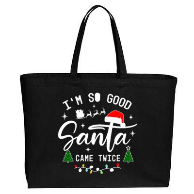 Im So Good Santa Came Twice Funny Christmas Lights Cotton Canvas Jumbo Tote