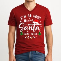 Im So Good Santa Came Twice Funny Christmas Lights V-Neck T-Shirt