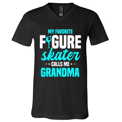 Ice Skating Grandma Skater Ice Skates Sport V-Neck T-Shirt